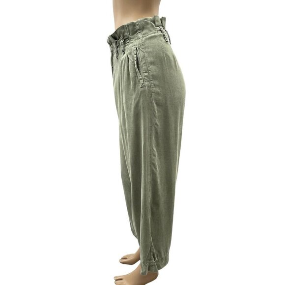 Anthropologie Womens Olive Green Paperbag Waist Cropped Pants Size 4/UK‎ 8R - Picture 12 of 12